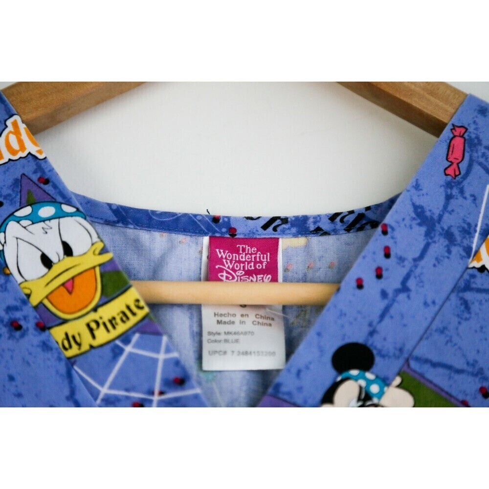 Disney Mickey Mouse Halloween Colourful Cartoon Print Scrub Top S - Picture 11 of 12